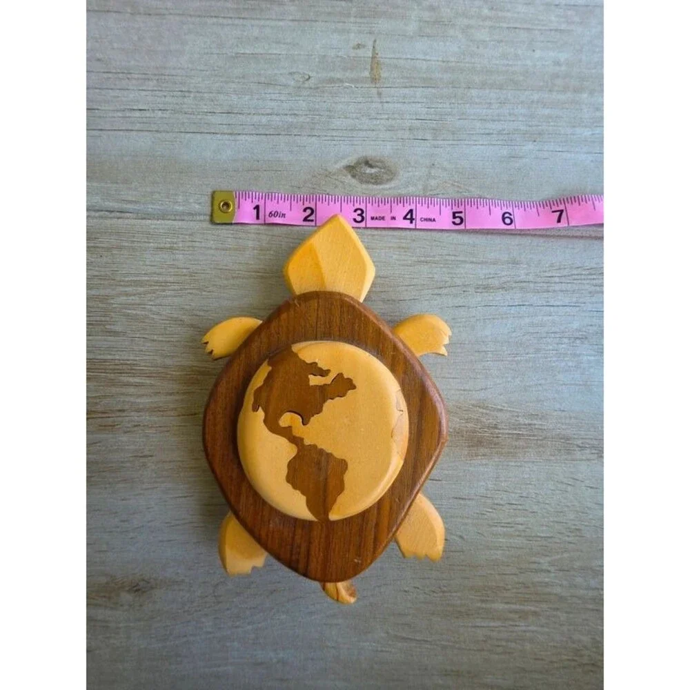 Wooden Turtle Shaped Trinket Box